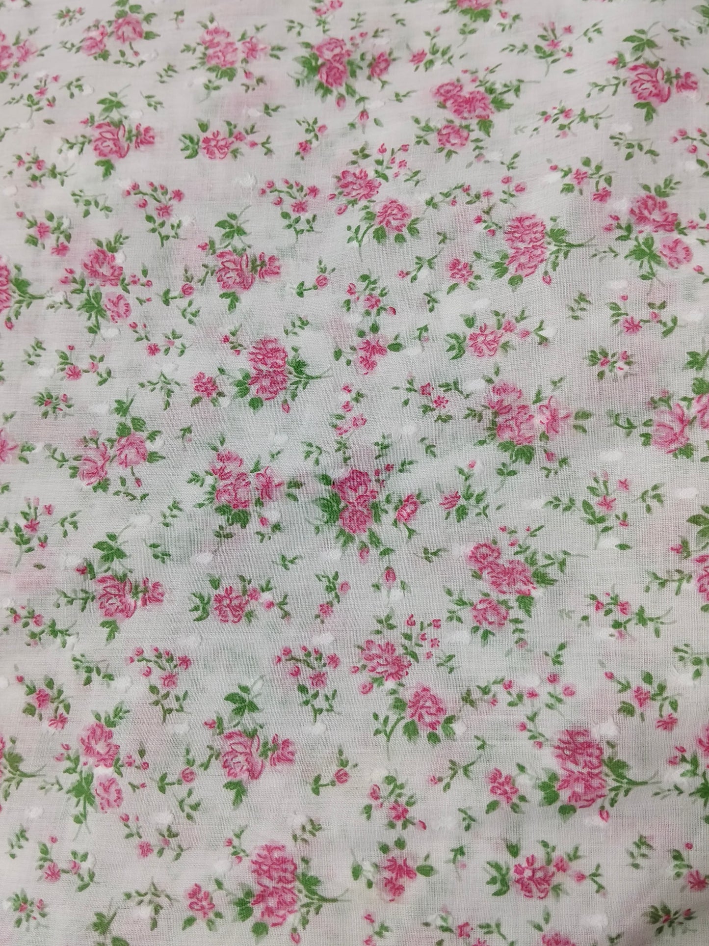 Buy Cotton Voile Dobby Swiss Dot Buta Pink Floral Fabric Print
