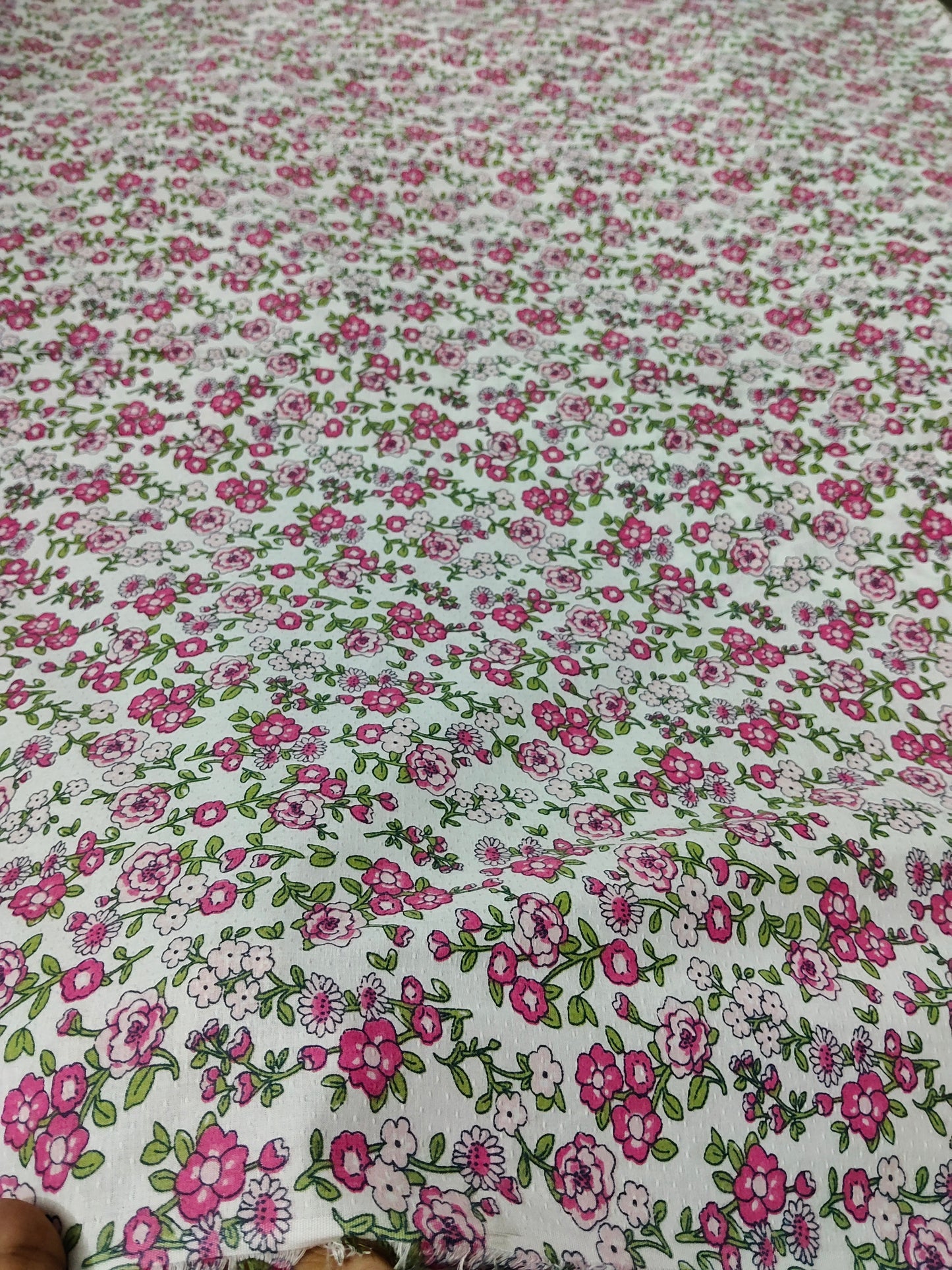 Buy Cotton Cambric Dobby Pink Floral Print Fabric