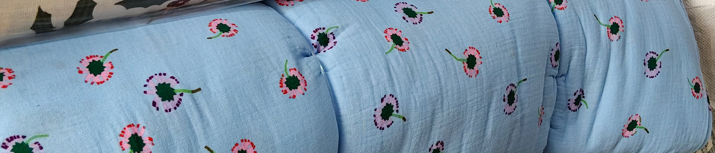 Buy Cotton Muslin Flower Design Double Cloth Fabric