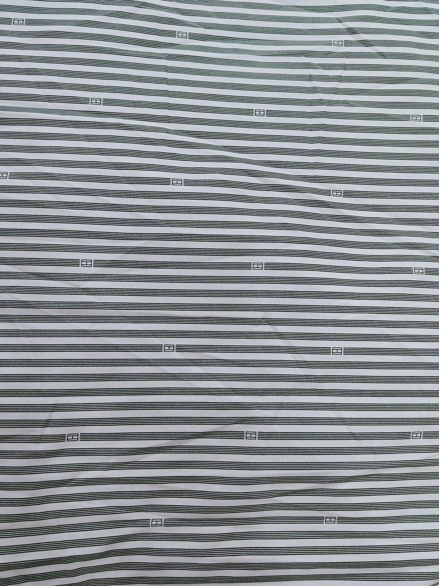 Buy Cotton Mill Made Green Micro-Geometric Motif Print Over Horizontal Stripes Fabric