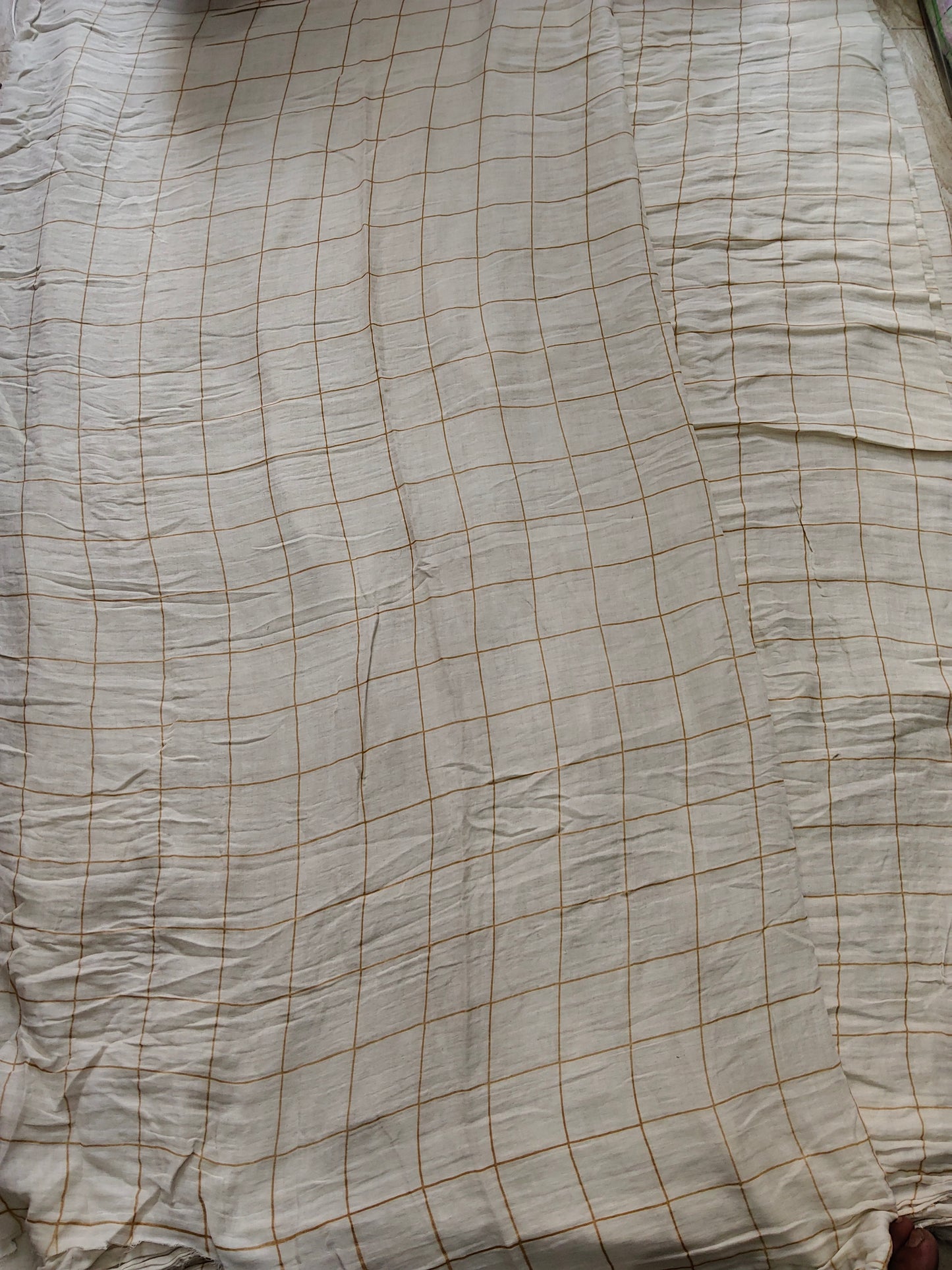 Buy Cotton Muslin Double Cloth Windowpane Check Grid Pattern Print Fabric