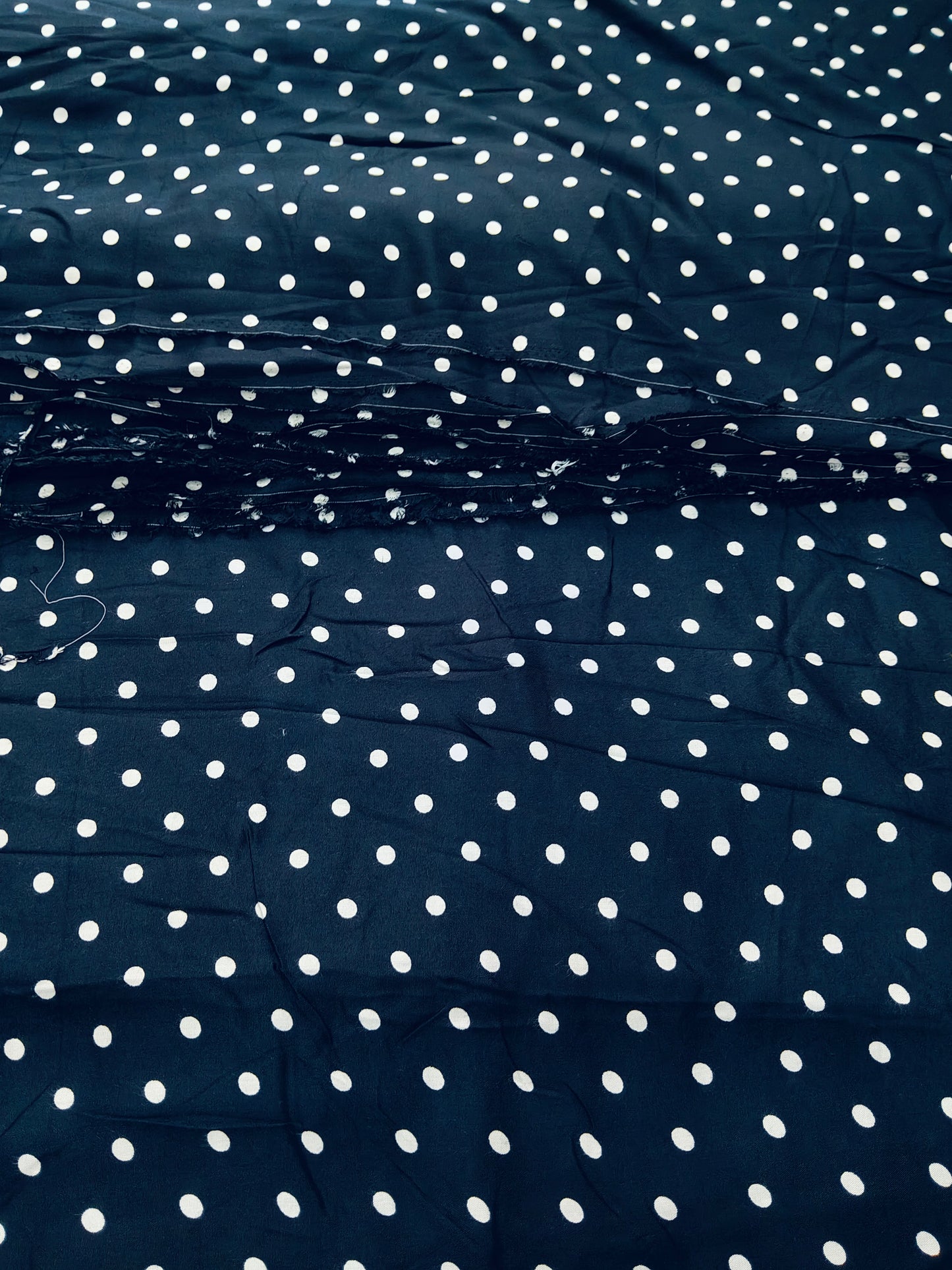 Buy Rayon Navy Polka Dot Print