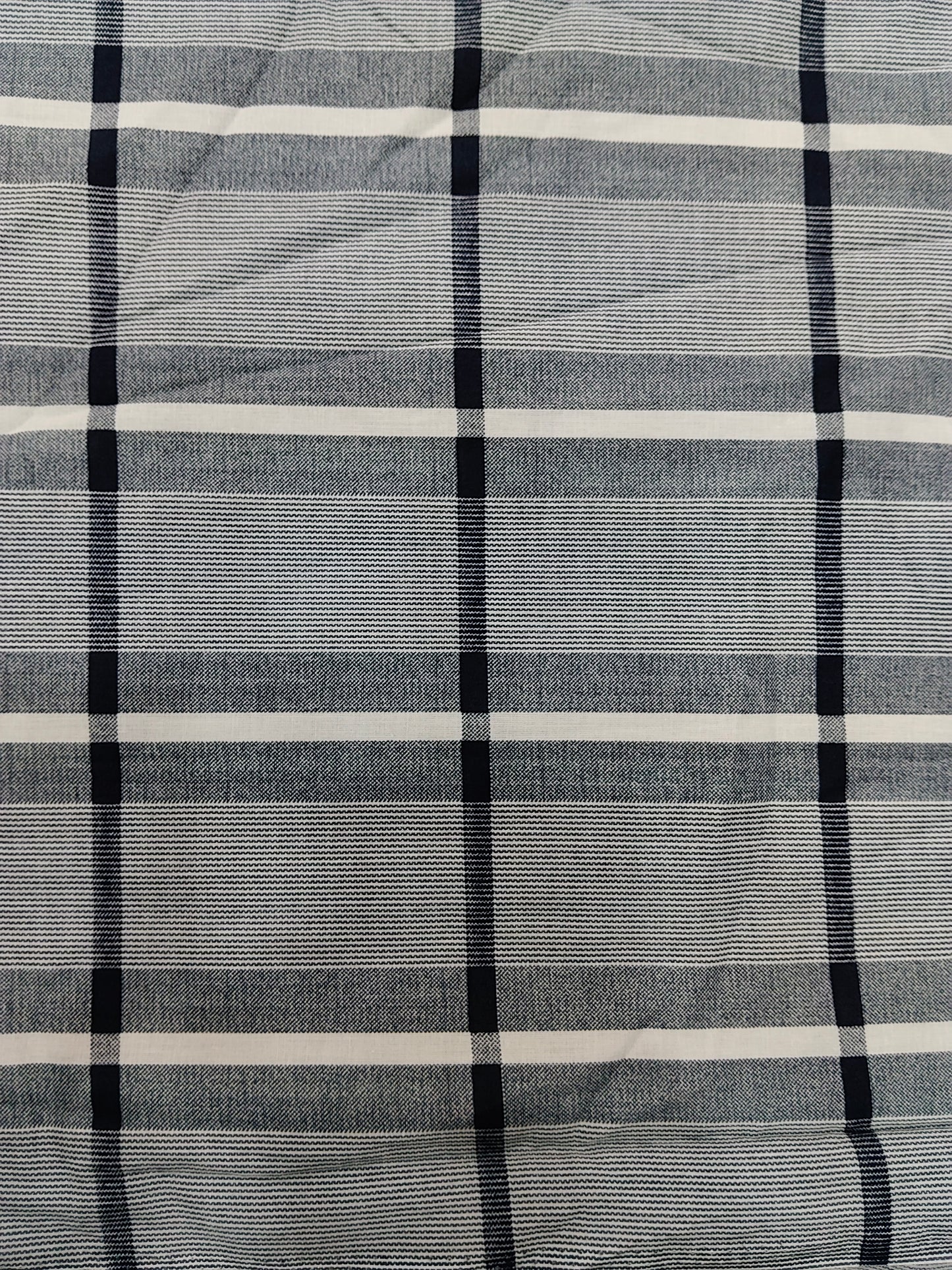 Buy Cotton Grey Multi Line Stripe Check Print Fabric