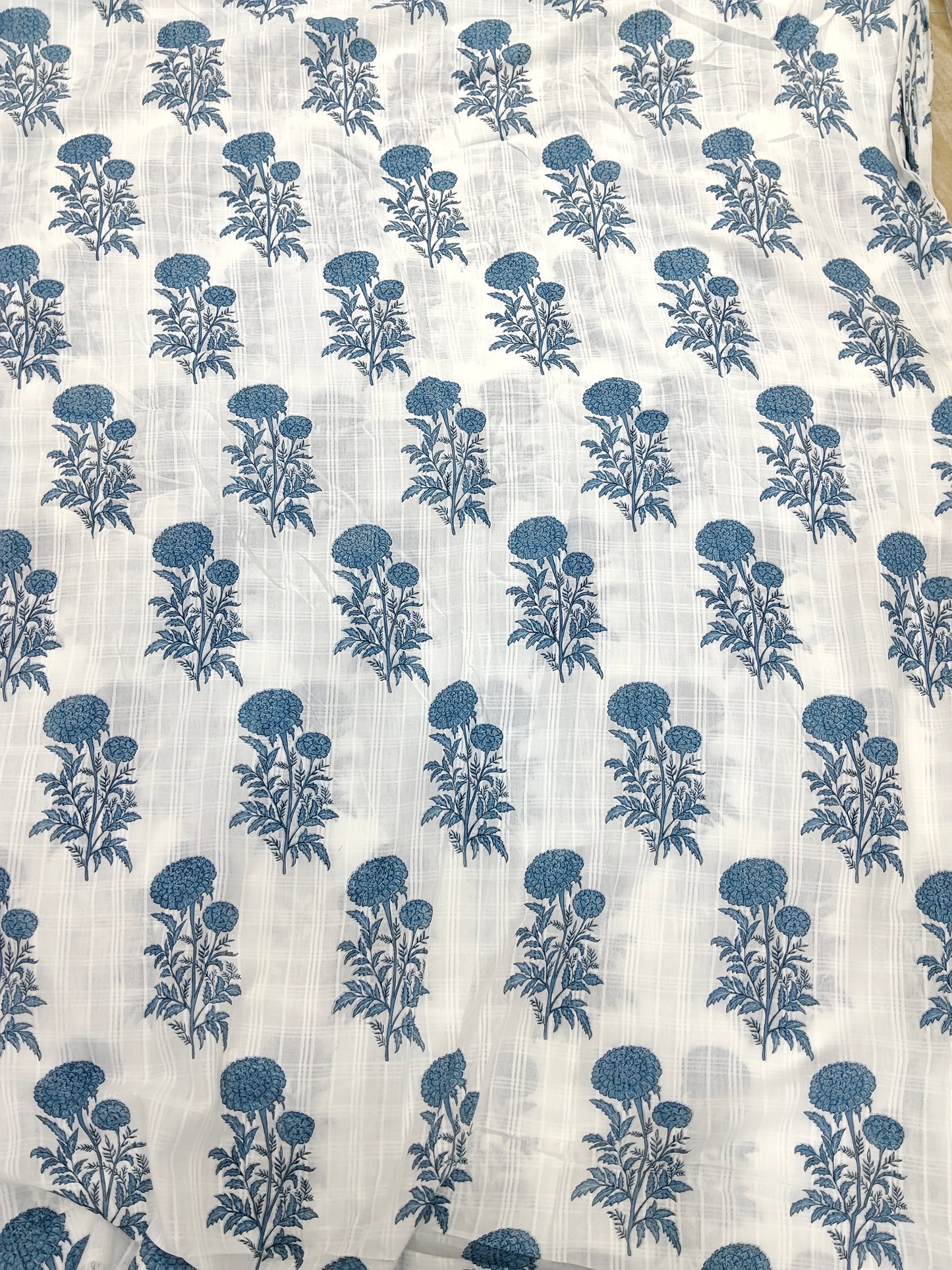Buy Cotton Dobby Blue Floral Print Fabric