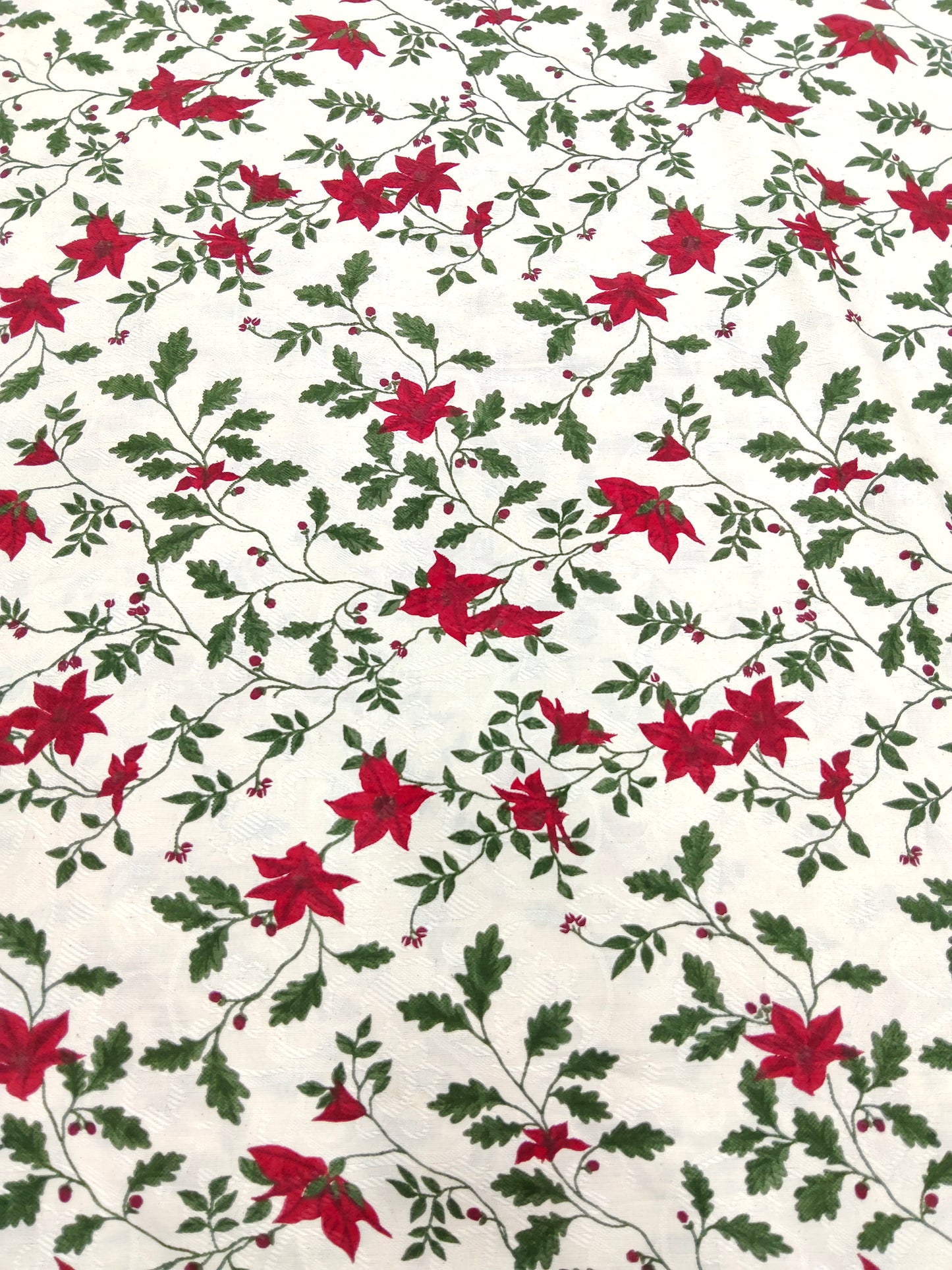 Buy Cotton Jacquard Poensettia Holly Christmas Print Fabric