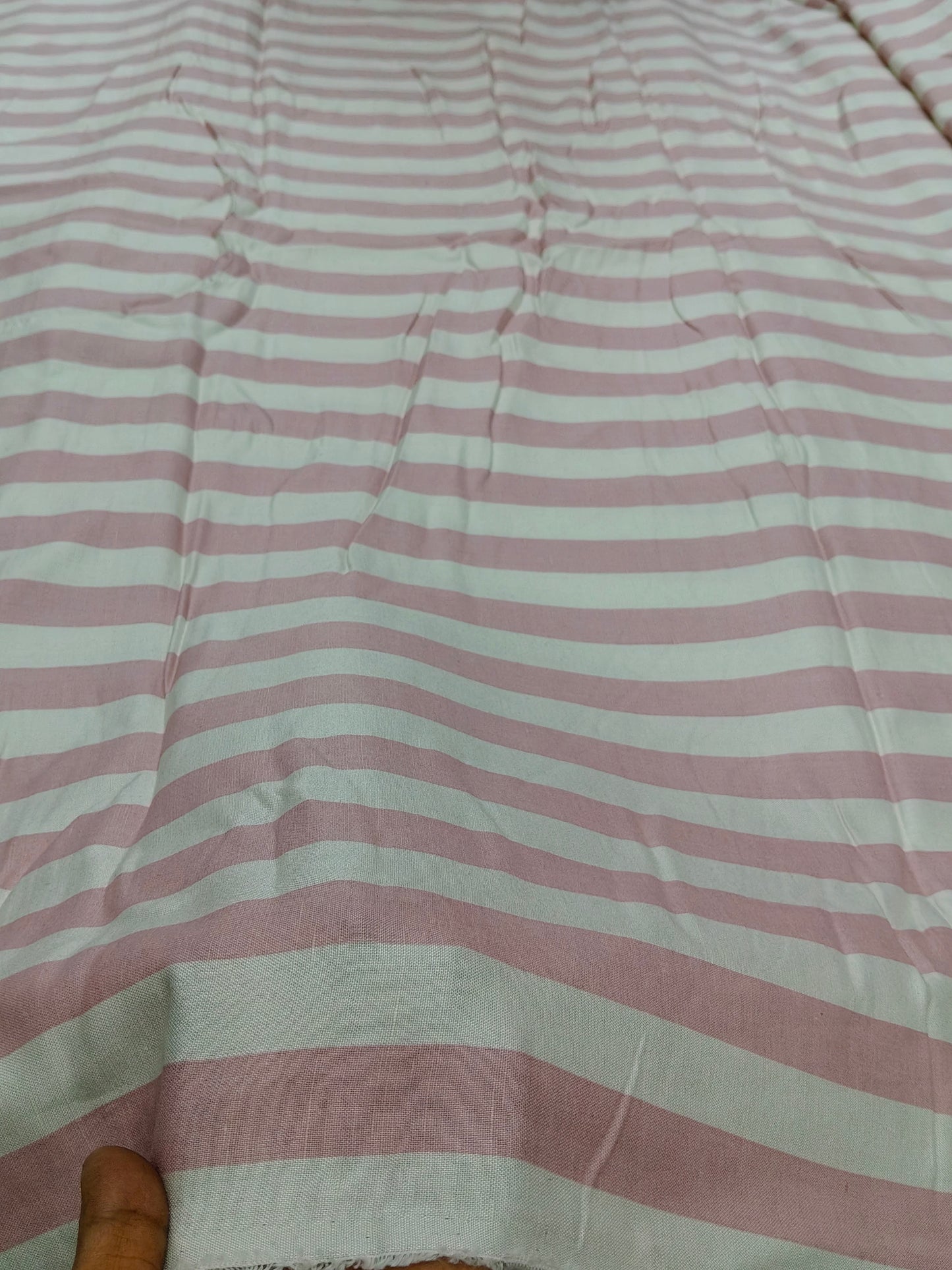 Buy Viscose Linen Pink Stripe Print Fabric