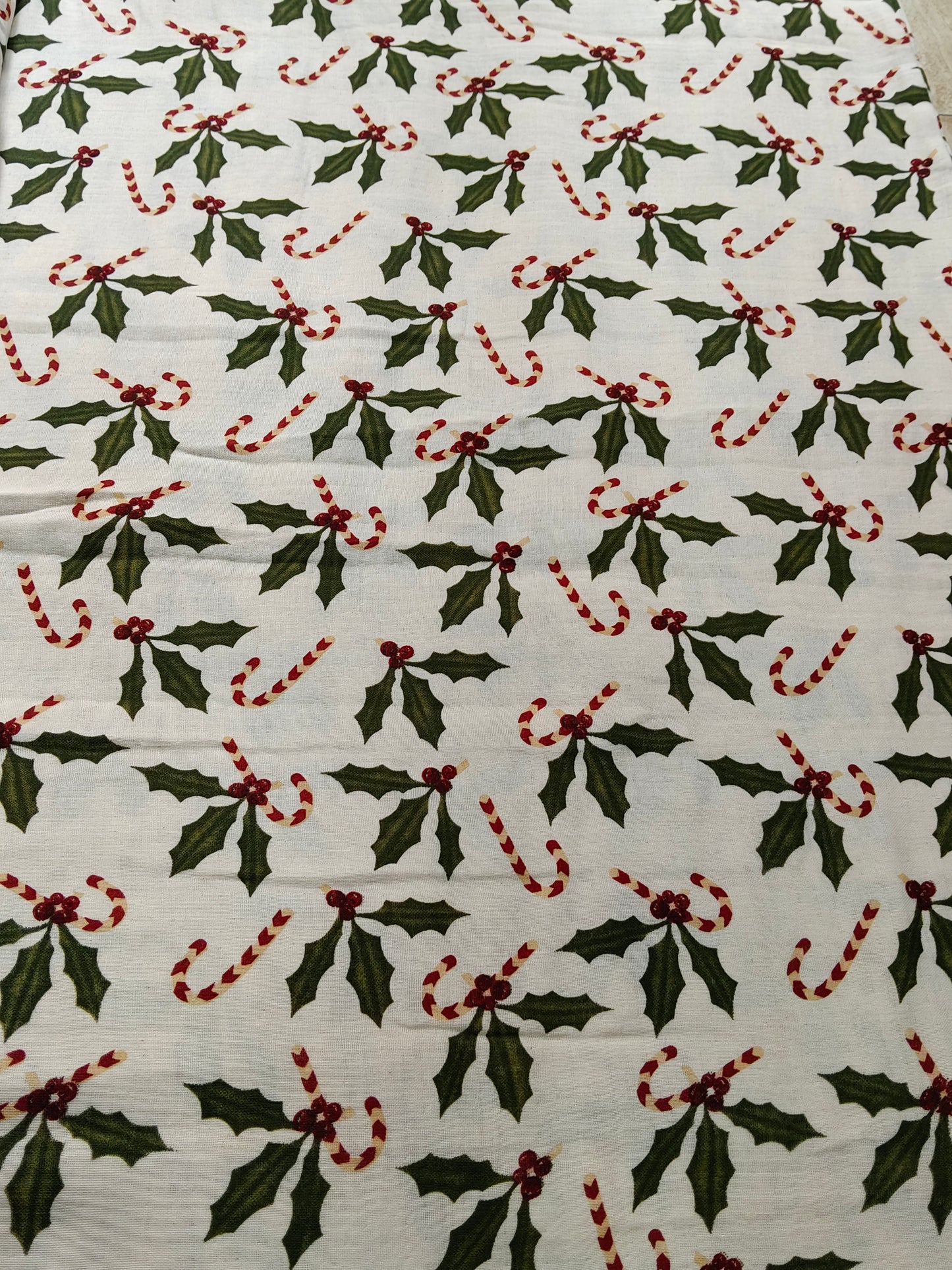 Buy Cotton Muslin Double Cloth Christmas Holly And Berries Print Fabric