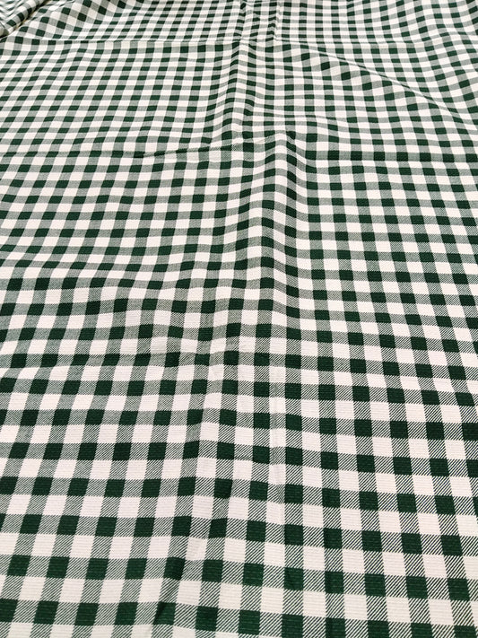 Buy Cotton Waffle Dark Green Check Print Fabric