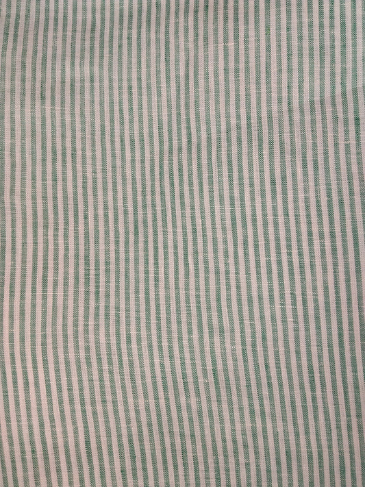 Buy Pure Linen Green Stripe Fabric
