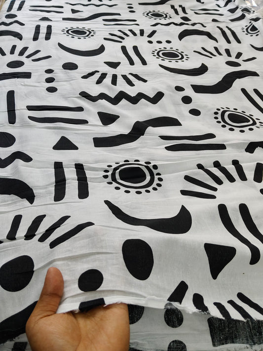 Buy Viscose Linen African Boho Ethnic Design Print Fabric
