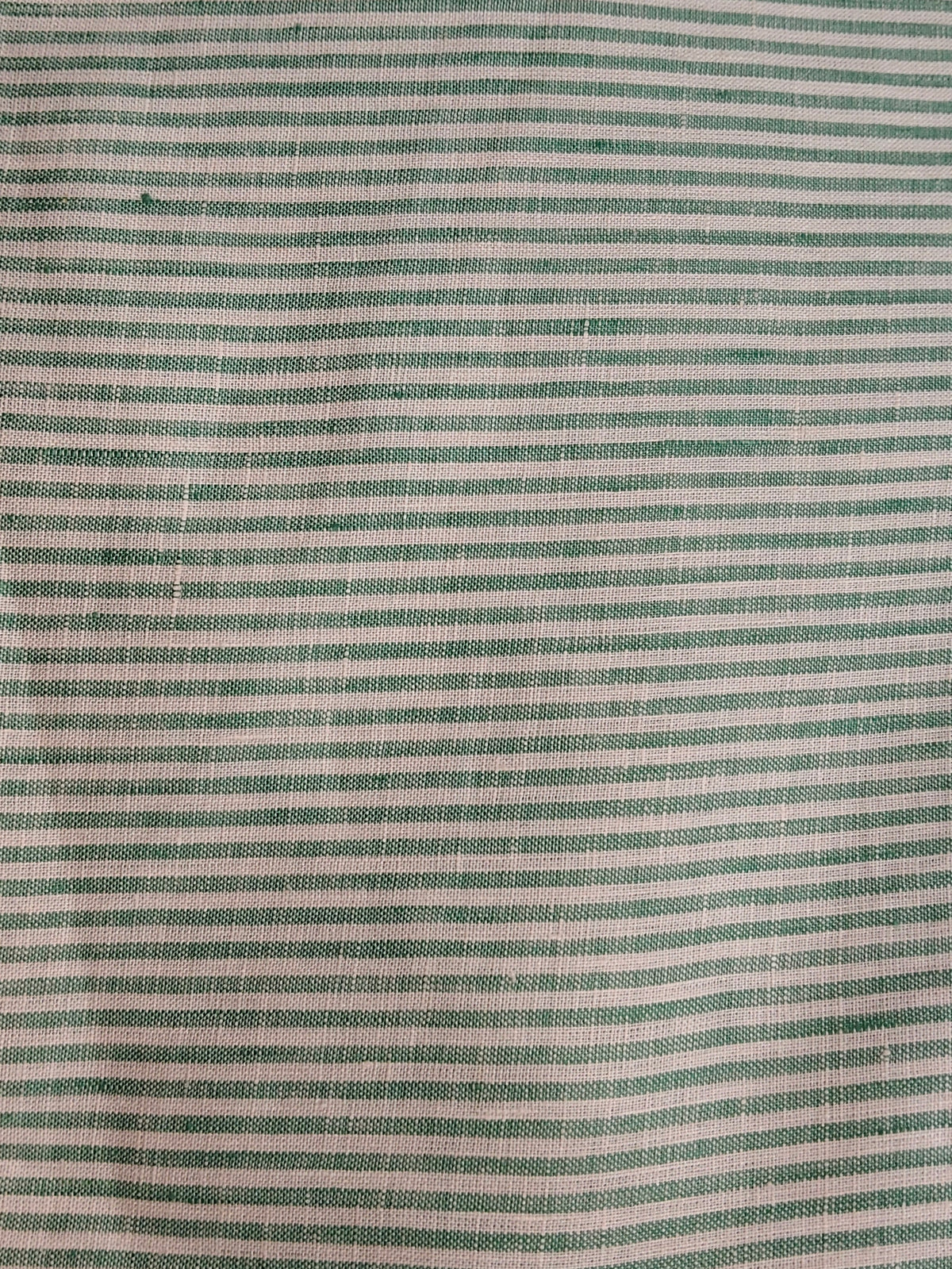 Buy Pure Linen Green Stripe Fabric