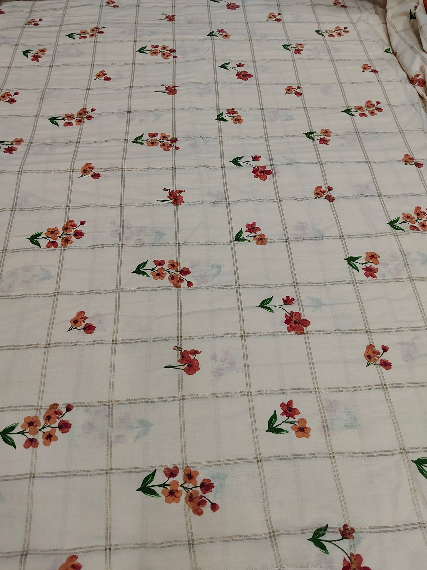 Buy Cotton Cambric Checkered Floral Pattern Print