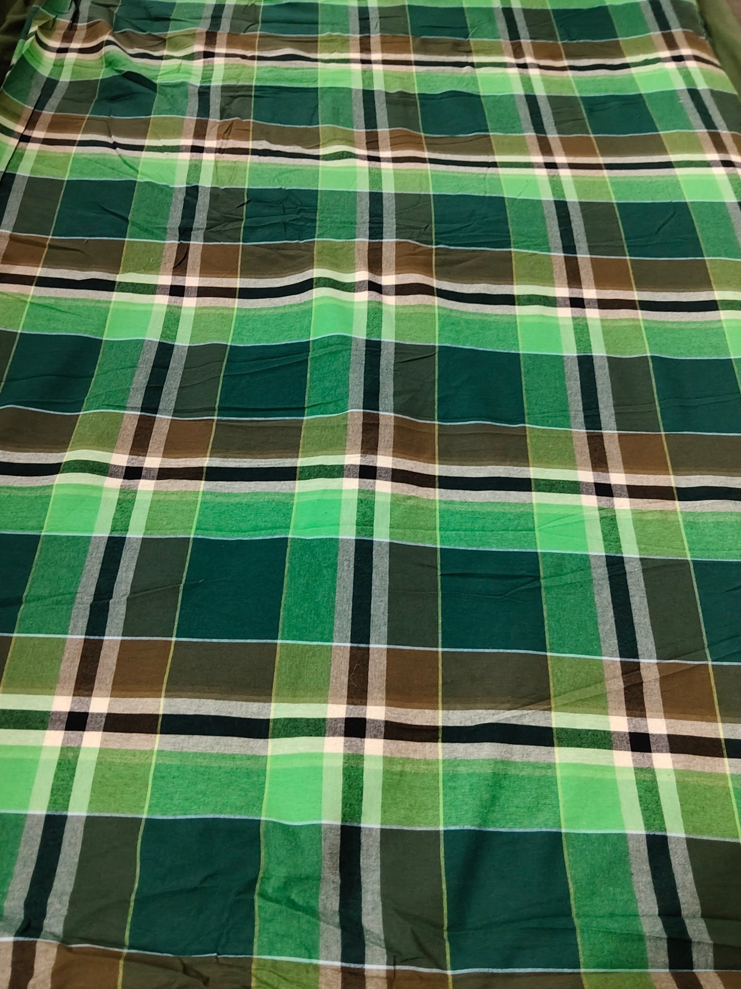 Buy Cotton Yarn Dyed Green Tartan Plaid Check Fabric
