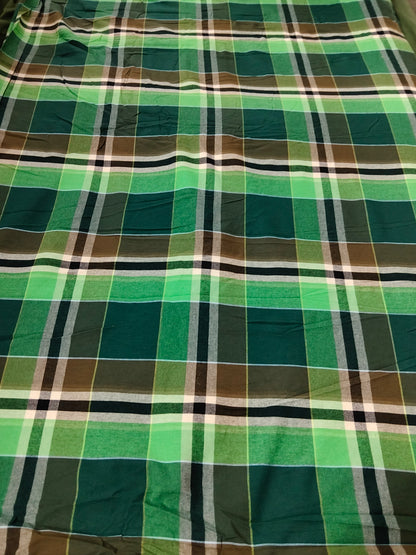Buy Cotton Yarn Dyed Green Tartan Plaid Check Fabric