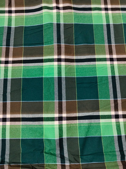 Buy Cotton Yarn Dyed Green Tartan Plaid Check Fabric