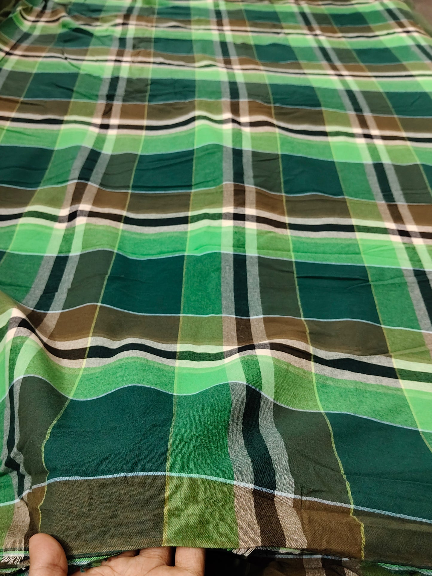 Buy Cotton Yarn Dyed Green Tartan Plaid Check Fabric