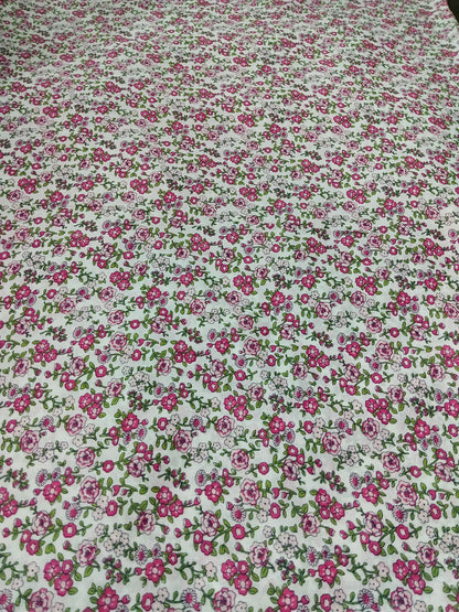 Buy Cotton Cambric Dobby Pink Floral Print Fabric