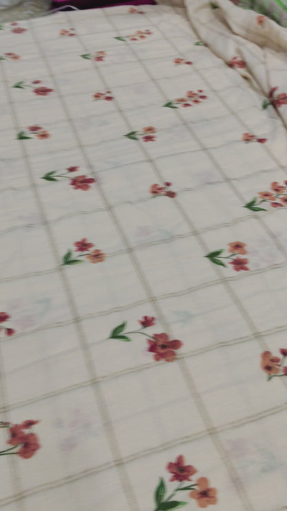 Buy Cotton Cambric Checkered Floral Pattern Print