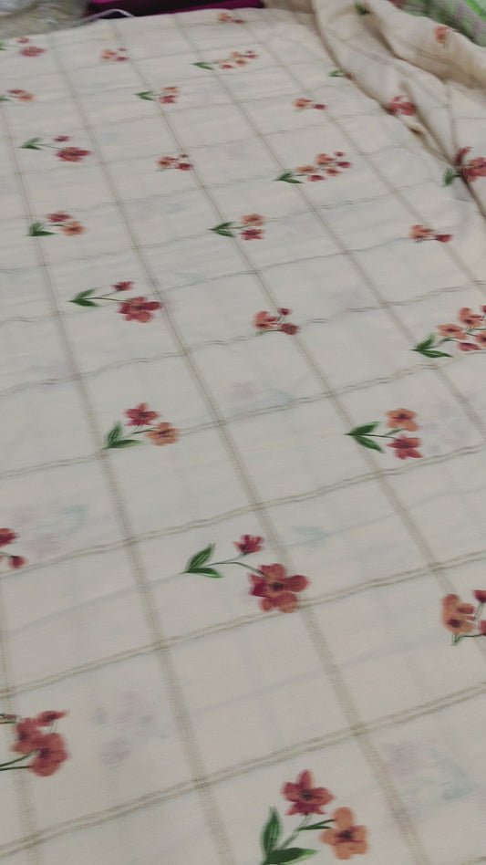 Buy Cotton Cambric Checkered Floral Pattern Print