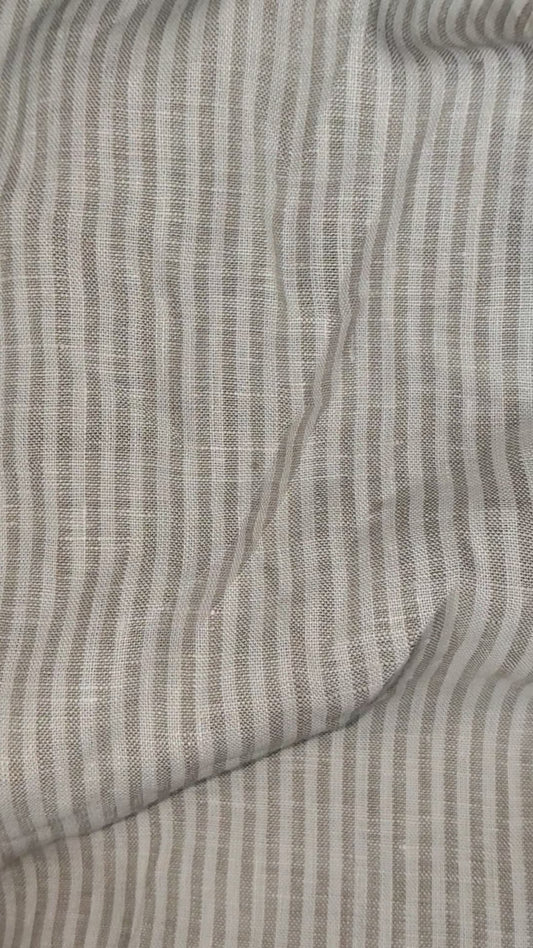 Buy Pure Linen Beige Stripe Fabric