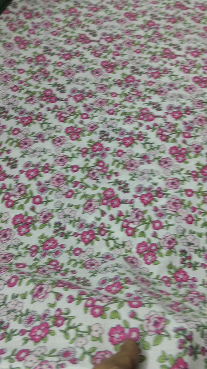 Buy Cotton Cambric Dobby Pink Floral Print Fabric