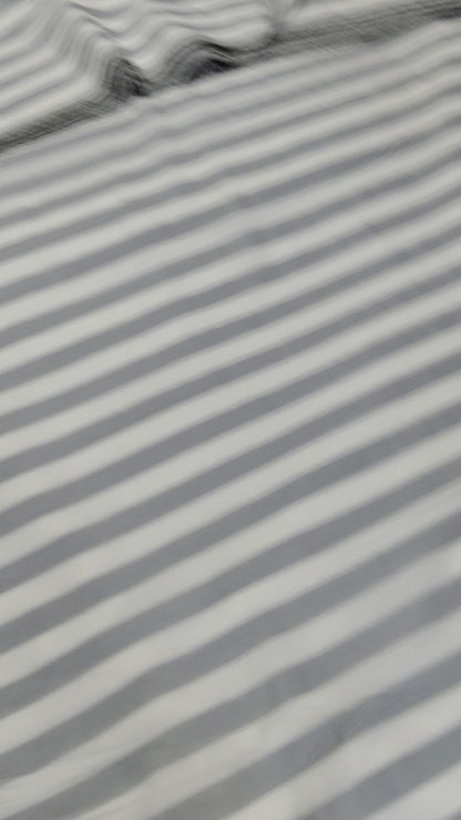 Cotton Cambric Grey Stripe Print Fabric