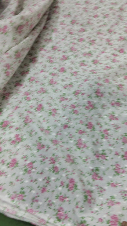Buy Cotton Voile Dobby Swiss Dot Buta Pink Floral Fabric Print