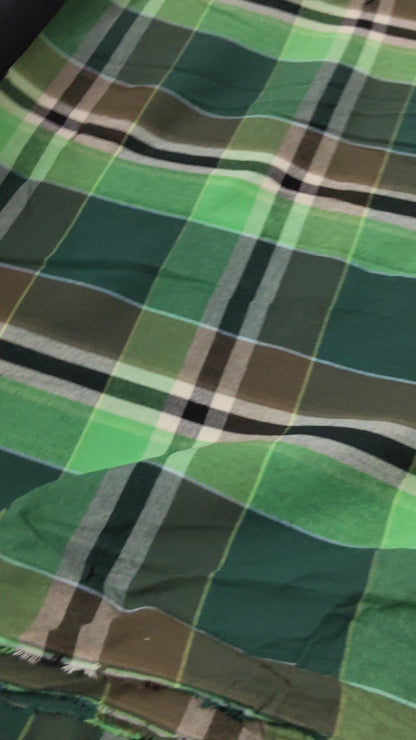 Buy Cotton Yarn Dyed Green Tartan Plaid Check Fabric