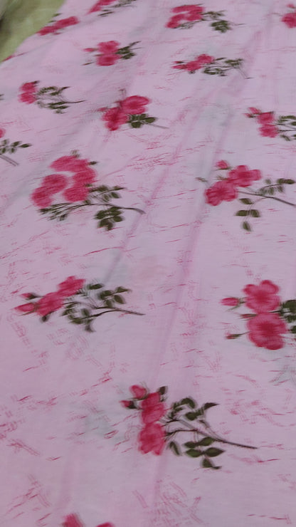 Buy Cotton Cambric Pink Flower Print Fabric