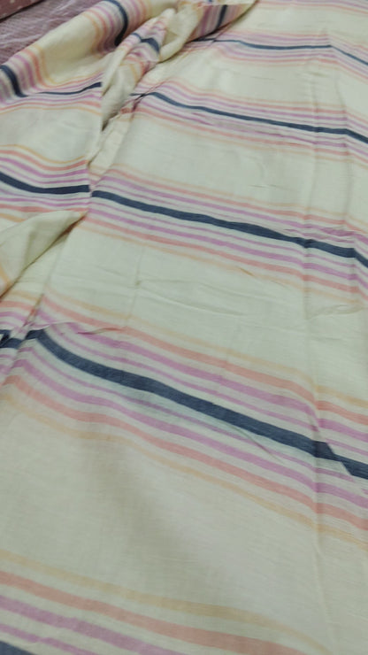 Buy Cotton Dobby Multicolour Stripe Print Fabric