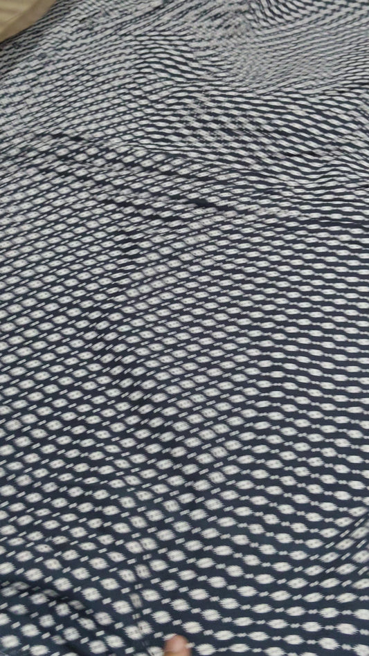 Buy Rayon Indigo Blue Ikkat Print Fabric