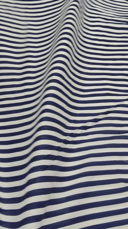 Buy Rayon Navy Stripe Print Fabric
