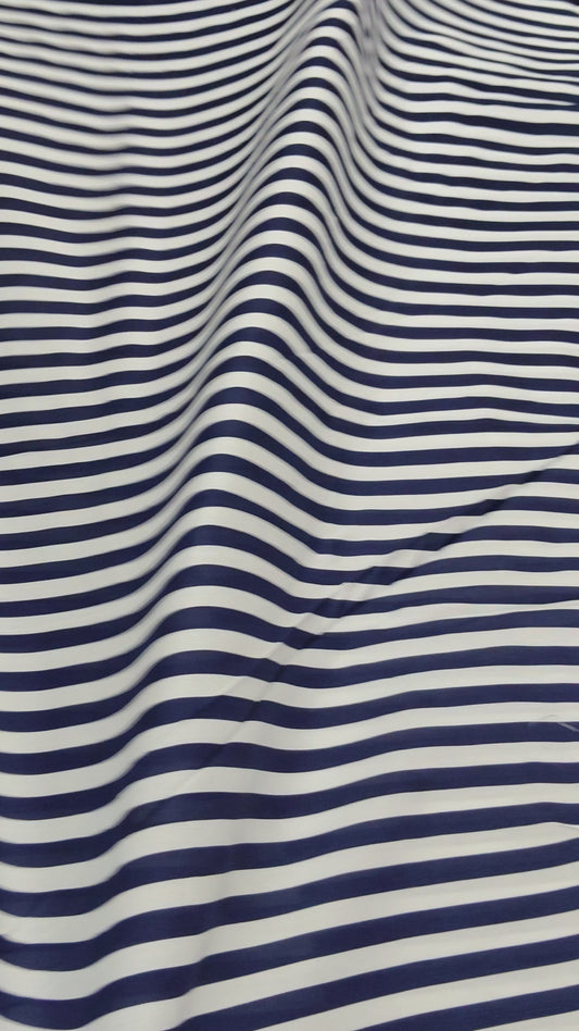 Buy Rayon Navy Stripe Print Fabric