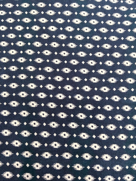 Buy Rayon Indigo Blue Ikkat Print Fabric