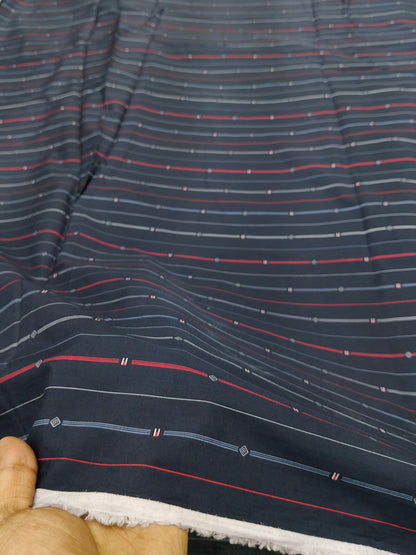 Buy Cotton Poplin Multicolour Pinstripe Print Fabric