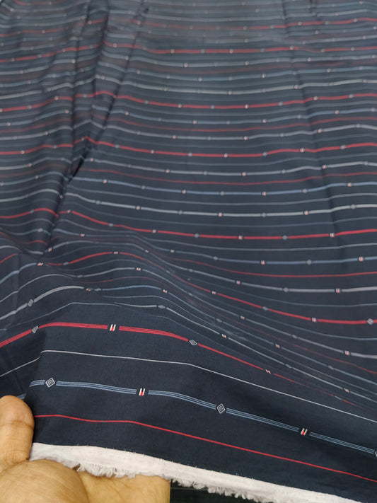 Buy Cotton Poplin Multicolour Pinstripe Print Fabric