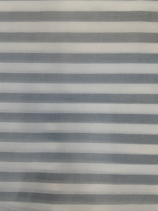 Cotton Cambric Grey Stripe Print Fabric