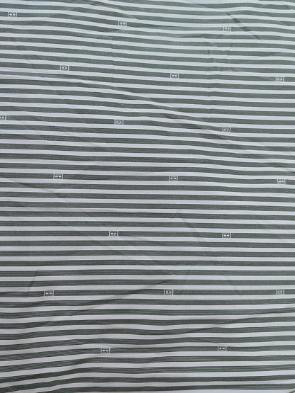 Buy Cotton Mill Made Green Micro-Geometric Motif Print Over Horizontal Stripes Fabric