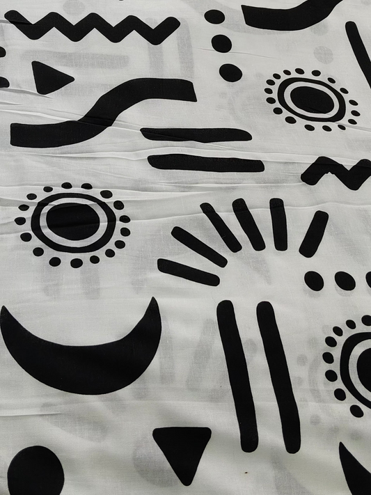 Buy Viscose Linen African Boho Ethnic Design Print Fabric