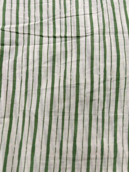 Buy Cotton Cambric Green Stripe Print Fabric