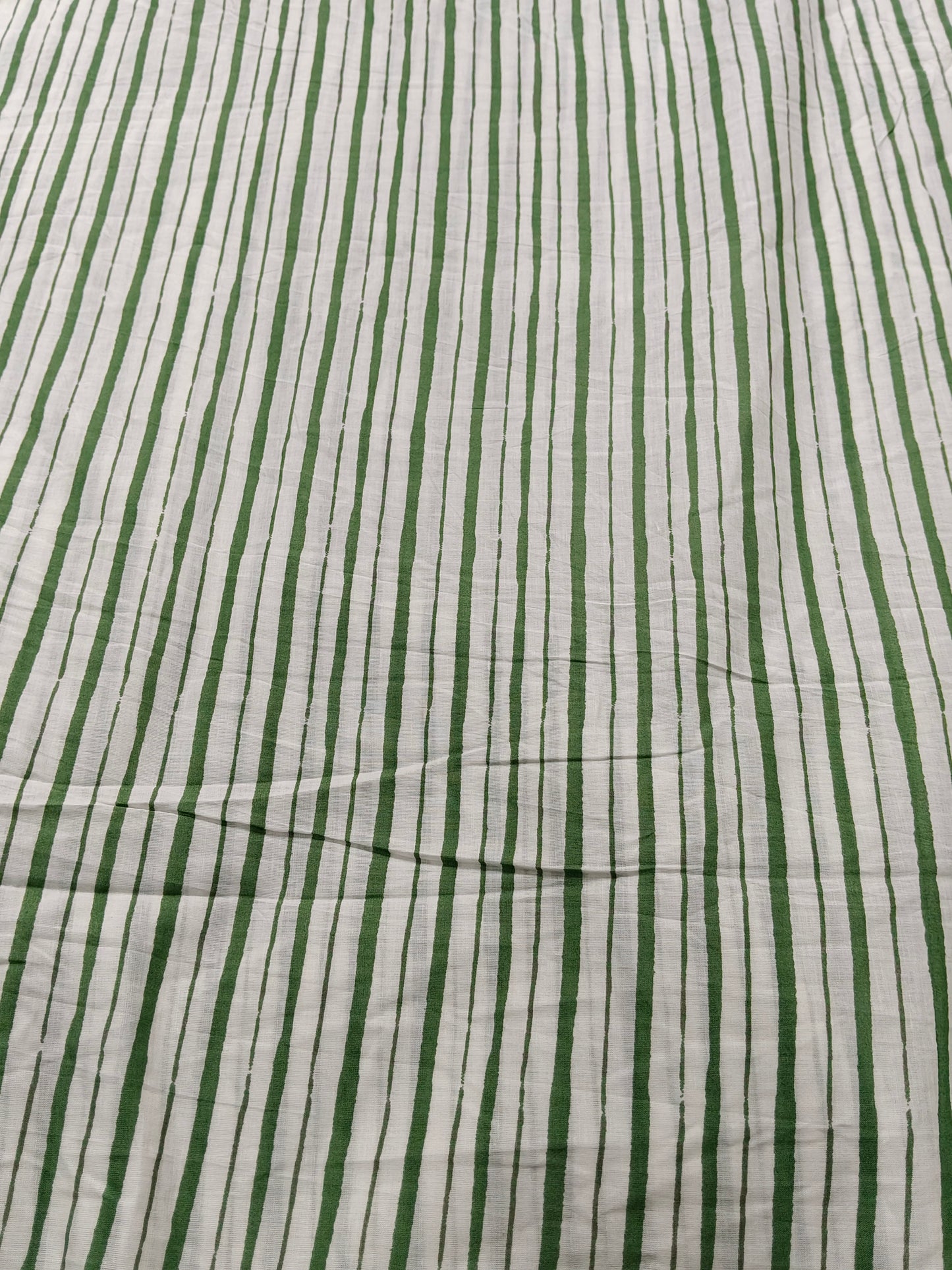 Buy Cotton Cambric Green Stripe Print Fabric