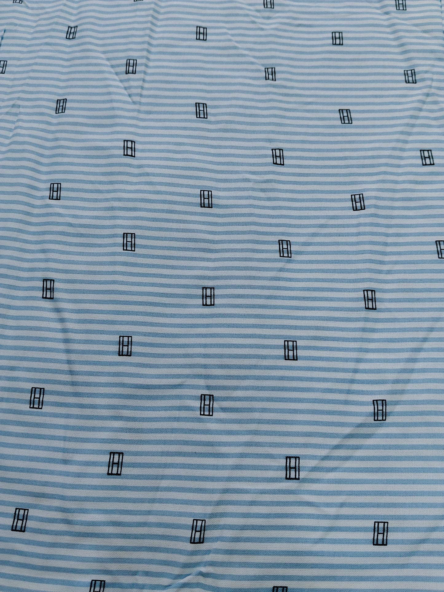 Buy Rayon Micro-Geometric Motif Print Over Horizontal Stripes Fabric