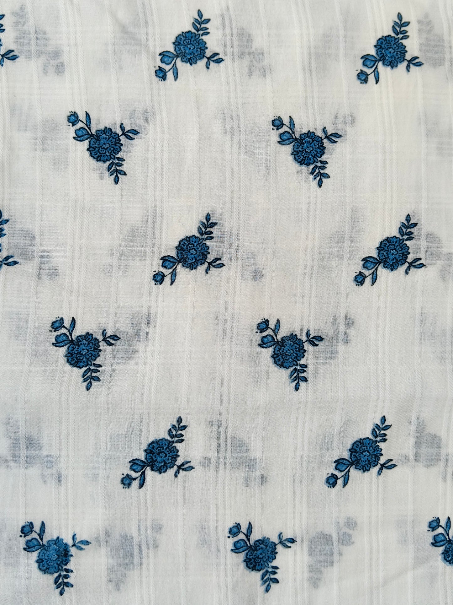 Cotton Dobby Bule Floral Print Fabric