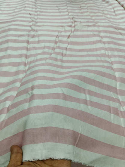 Buy Viscose Linen Pink Stripe Print Fabric