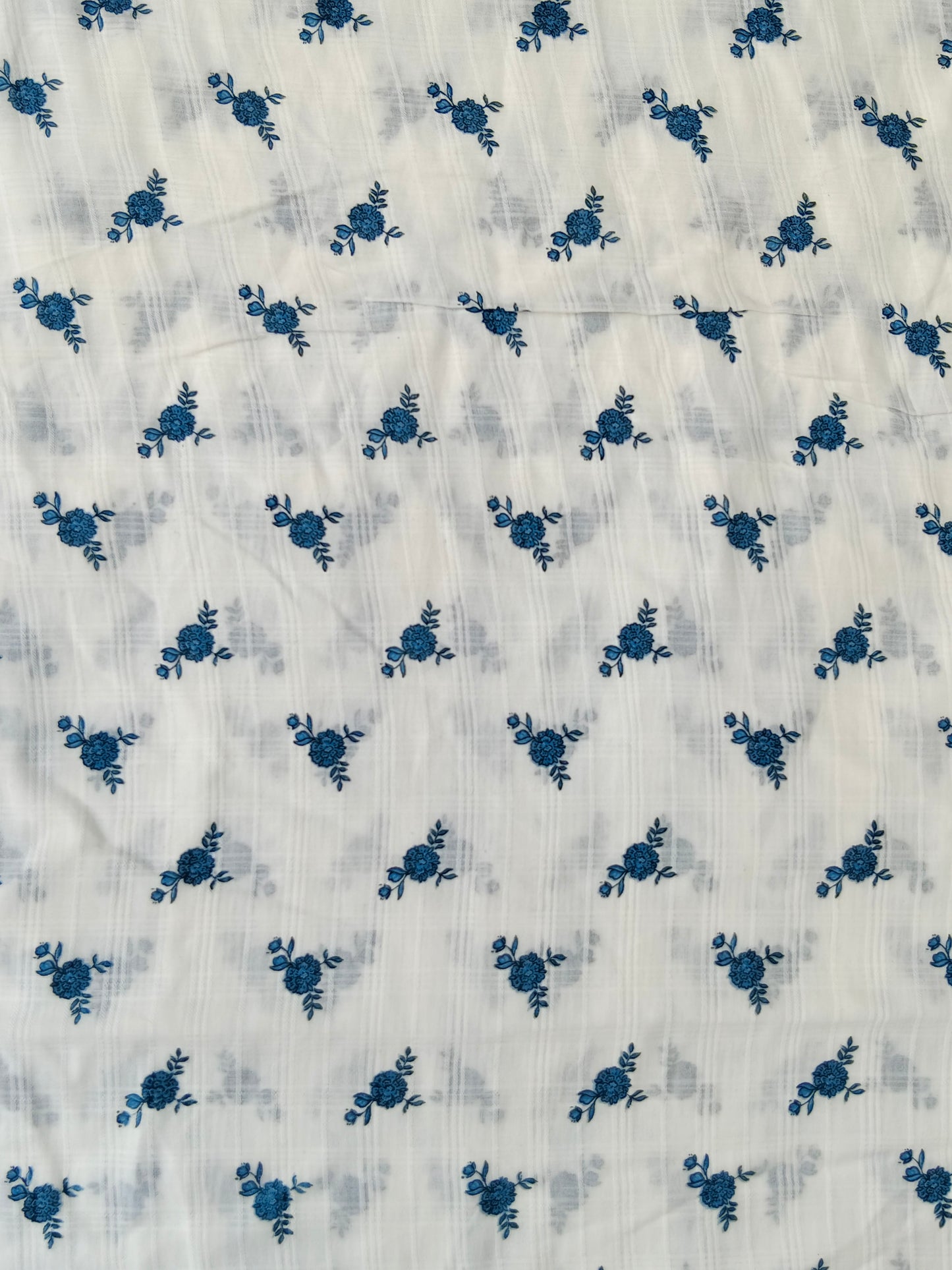 Cotton Dobby Bule Floral Print Fabric