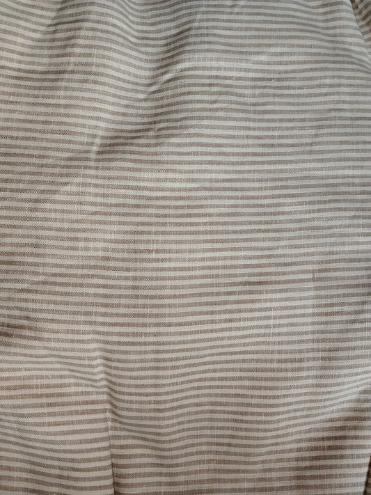 Buy Pure Linen Beige Stripe Fabric