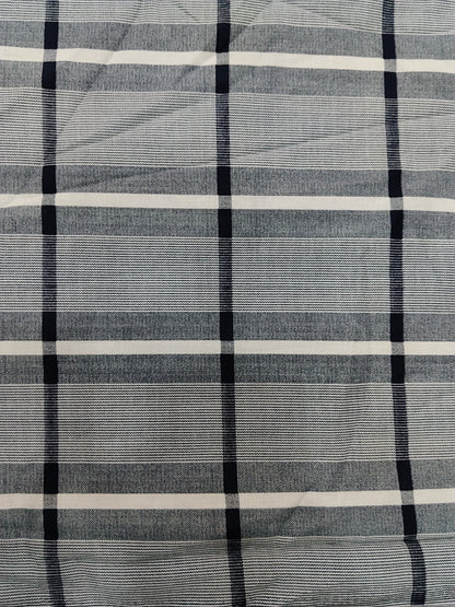 Buy Cotton Grey Multi Line Stripe Check Print Fabric