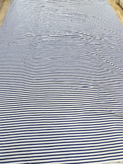 Buy Cotton Poplin Navy Stripe Print Fabric