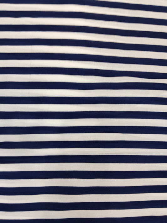 Buy Rayon Navy Stripe Print Fabric