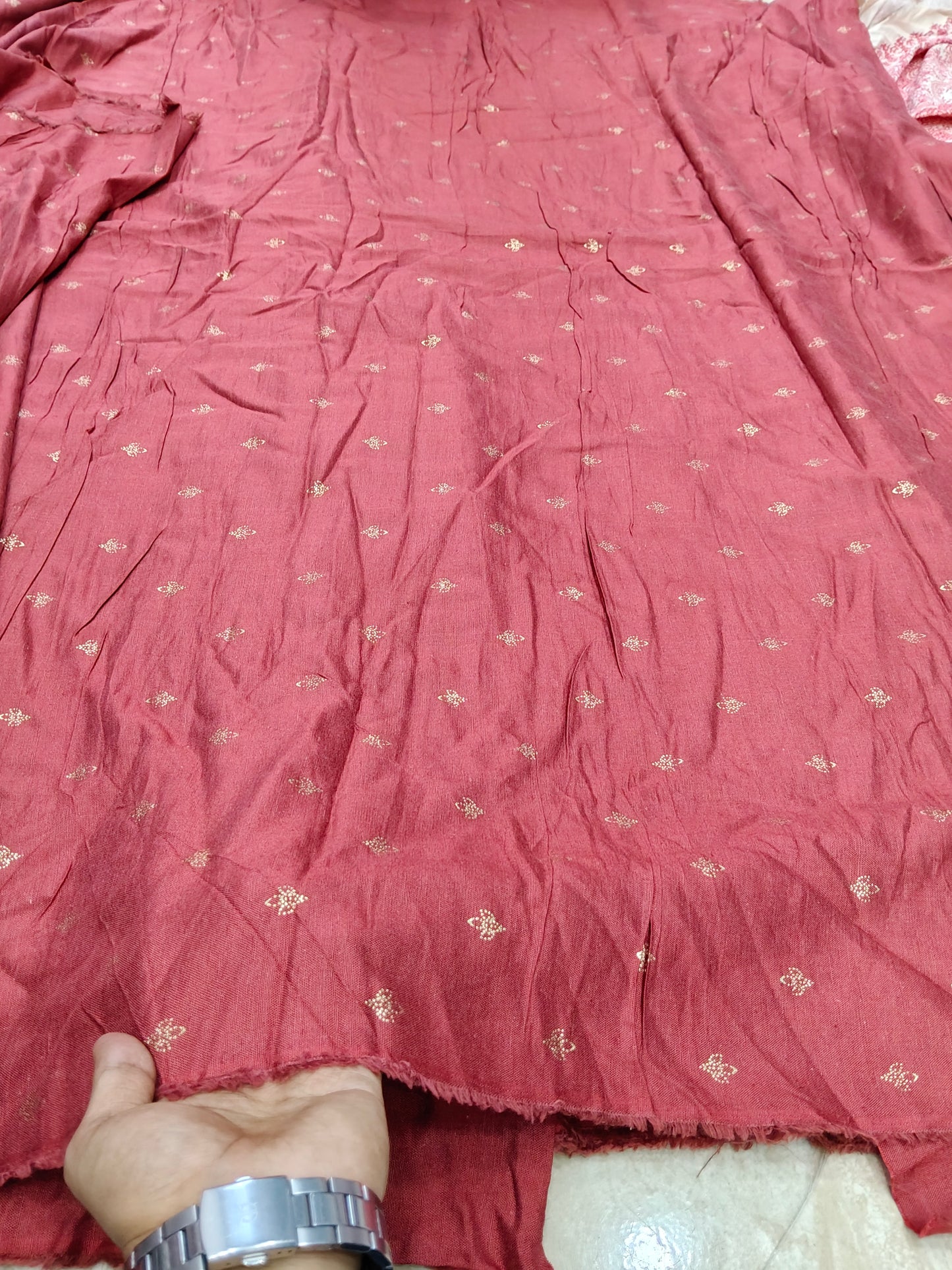 Buy Rayon Flex Butti Flower Motif Maroon Print Fabric